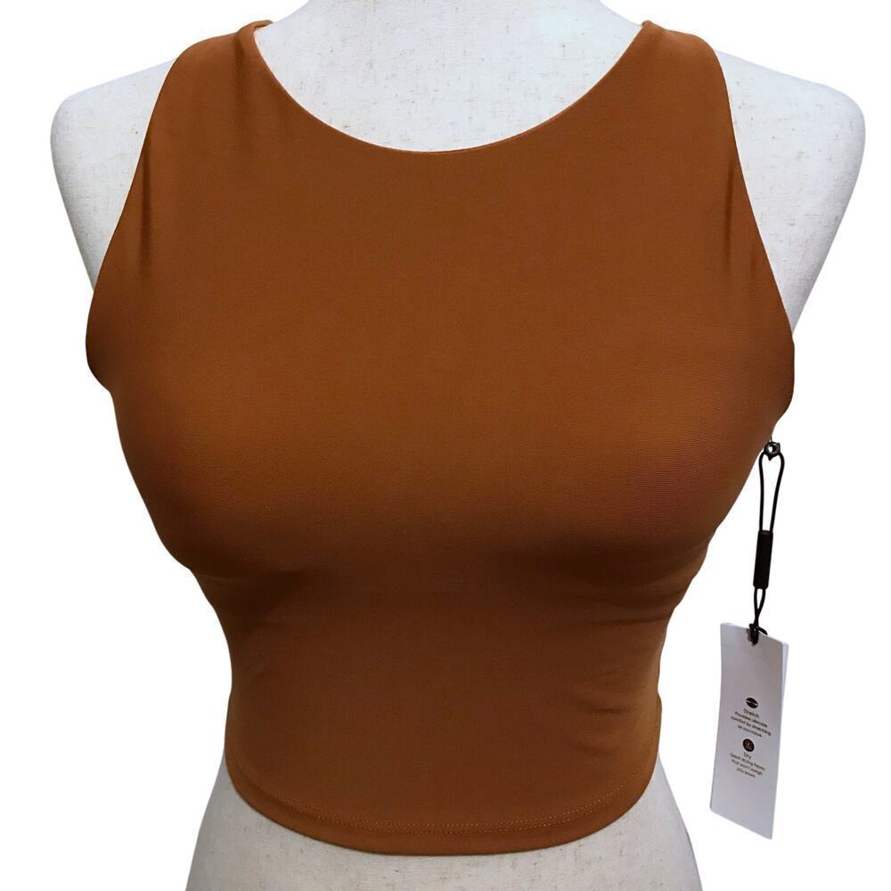 Calvin Klein NWT Cognac Cropped Performance Top Women XS